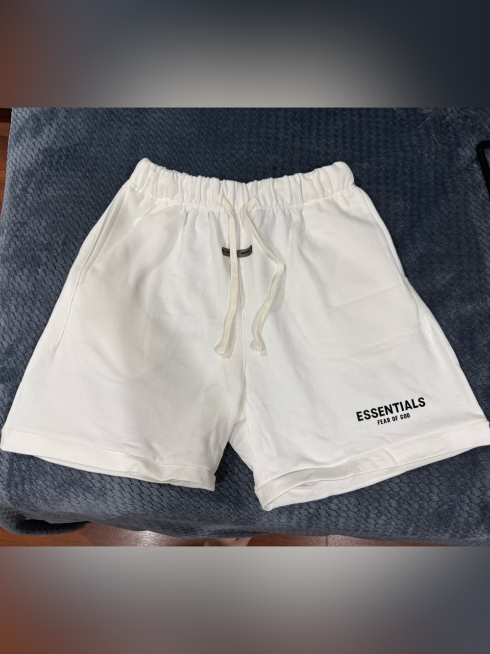 Essentials White Athletic Cotton Drawstring Shorts